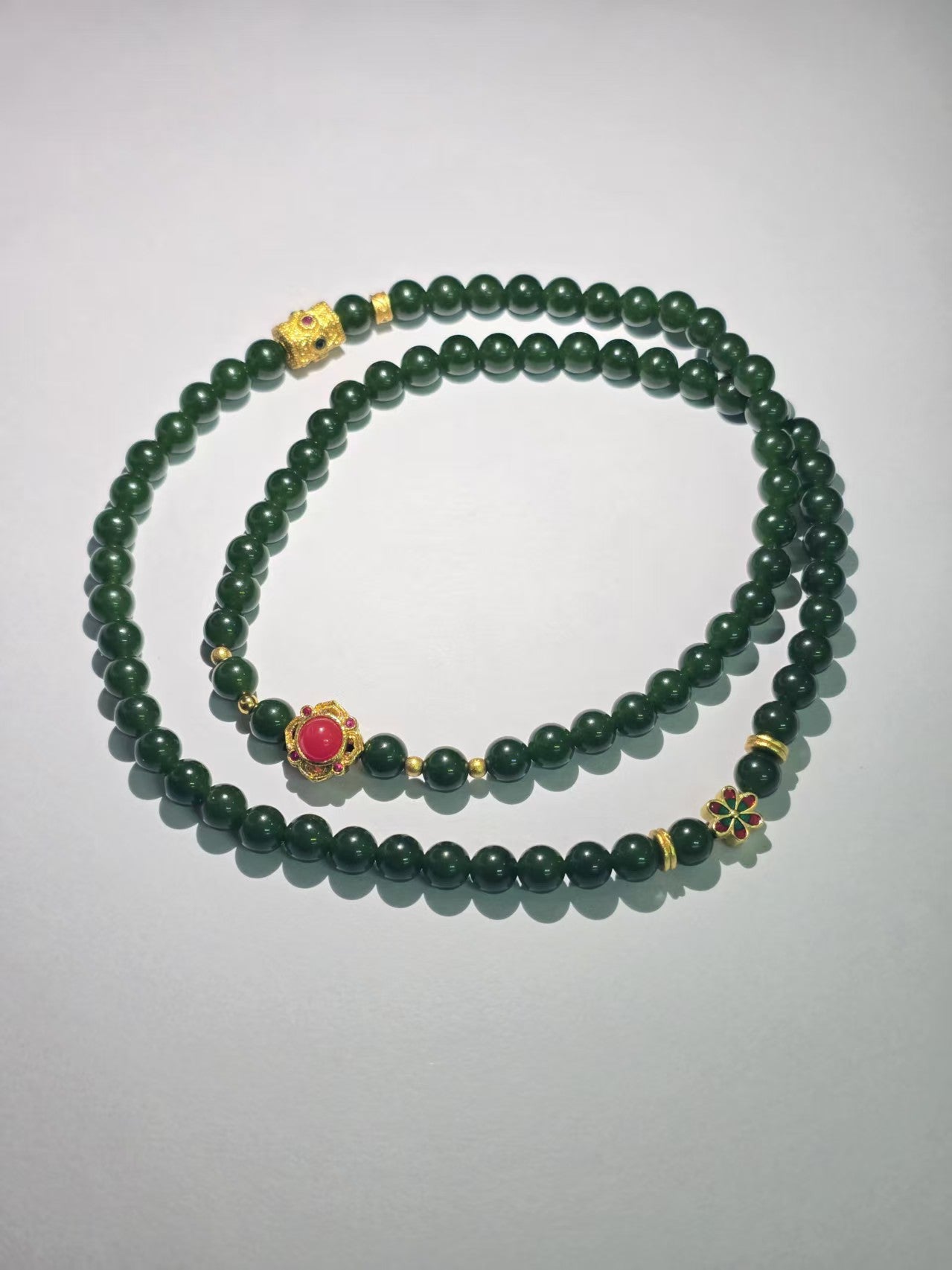 Jade bracelet with multiple beads