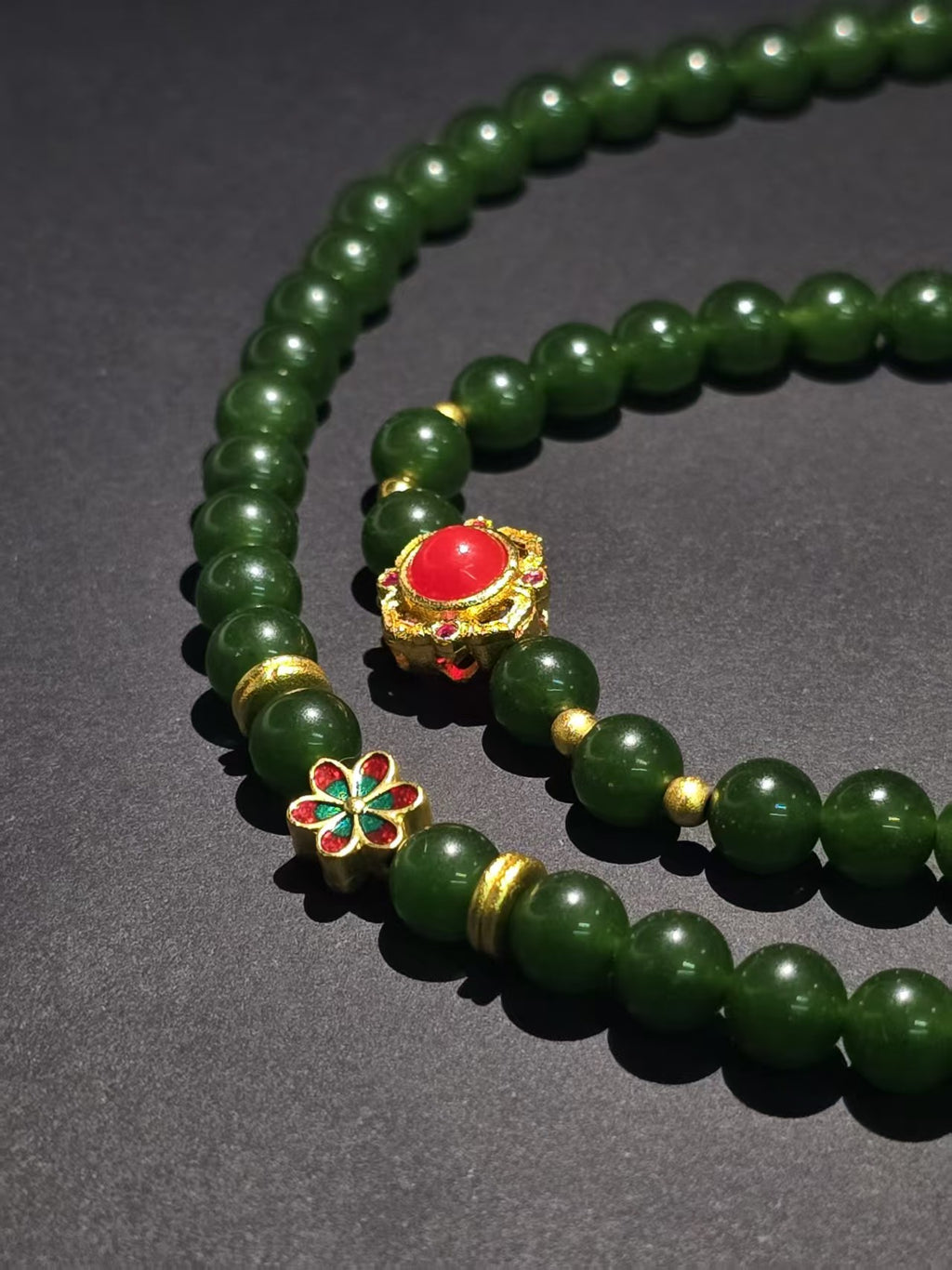 Jade bracelet with multiple beads
