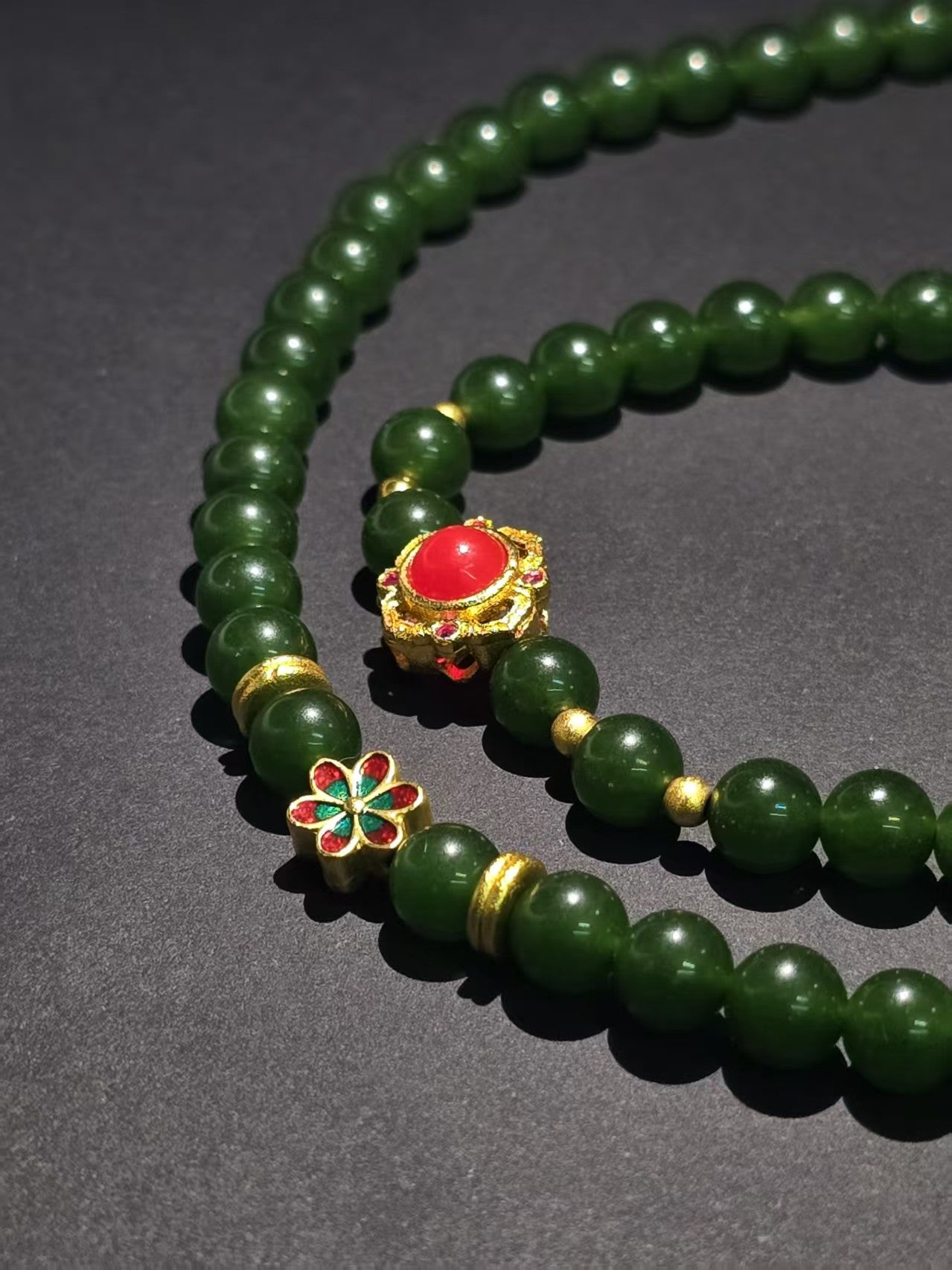 Jade bracelet with multiple beads