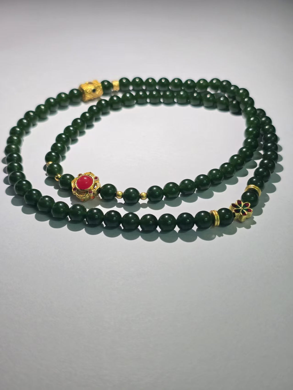 Jade bracelet with multiple beads