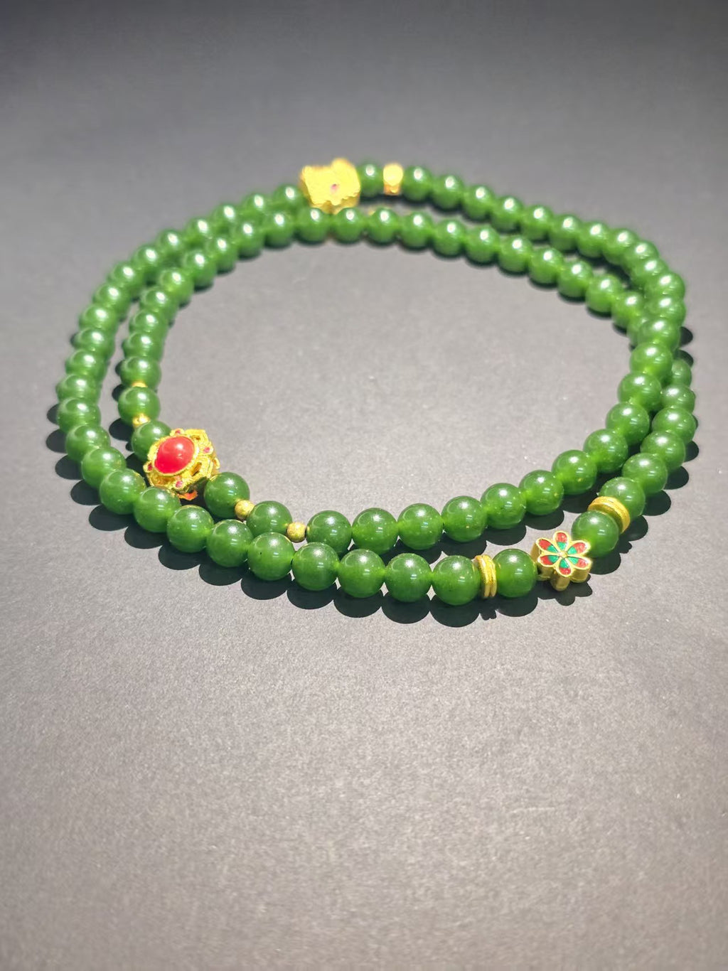 Jade bracelet with multiple beads