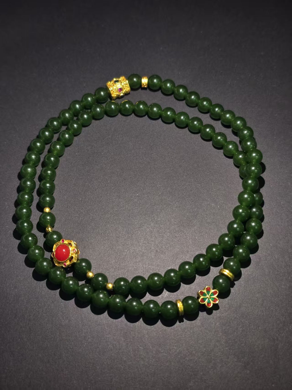 Jade bracelet with multiple beads